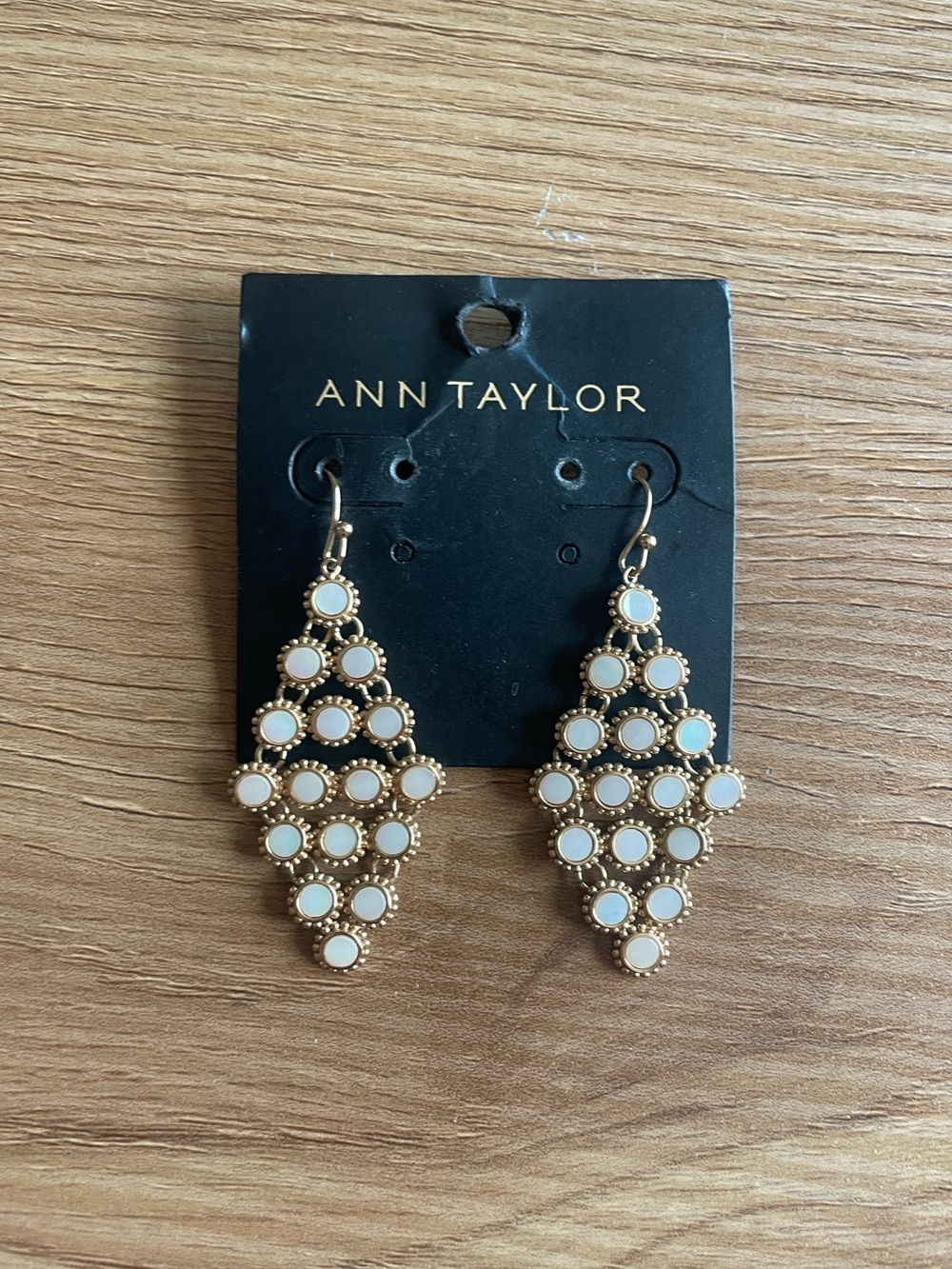 Ann Taylor Gold-Tone White Cluster Teardrop Earrings